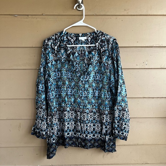J.Jill Floral Peasant Tunic Top - Size LP - Modest Comfy Business Casual - Picture 1 of 5